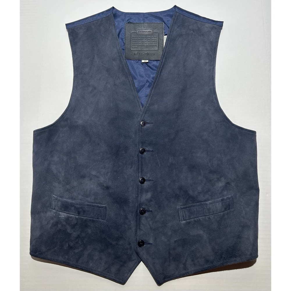 Coach British Suede Men's Button Down Vest Made In USA Size Medium Leather EUC